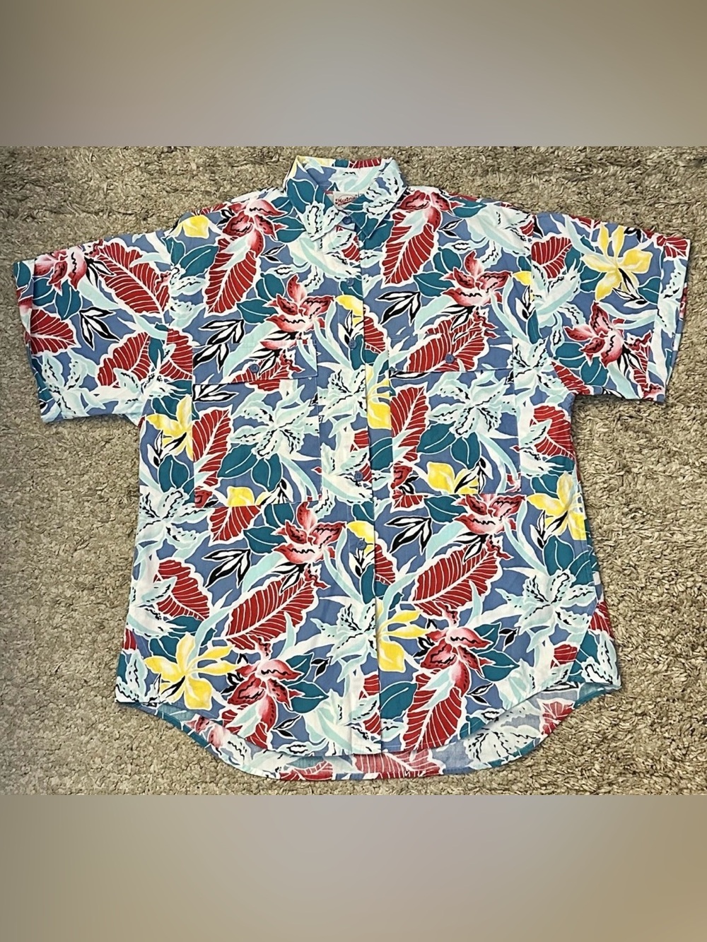 Merona Sport Women’s M Floral Short Sleeve Hawaiian Button-Down Shirt Hong Kong